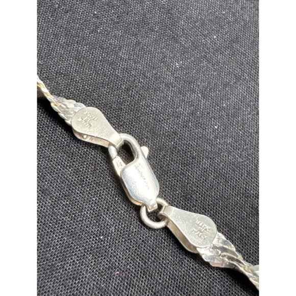 Sterling Silver 925 Flat Braided Herringbone Twisted Rope Chain Necklace 24" - Picture 4 of 10